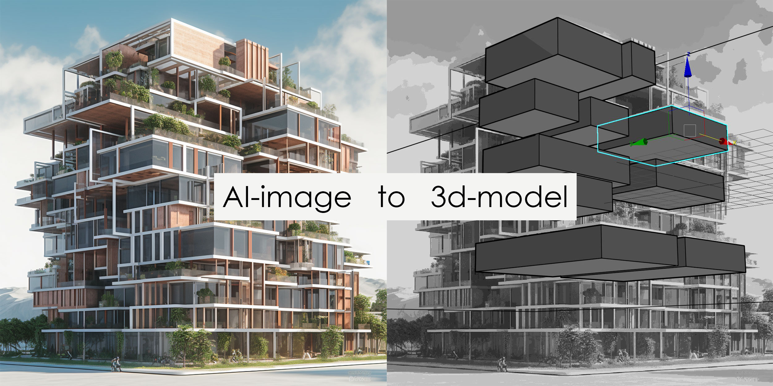 3d AI-Sculpting and AI-massing for architecture, interior and product design. Recreating ai-generated 2d-image concept into 3d-model.